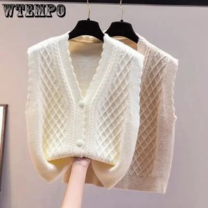 Womens Sweaters Ladies Vest Bottom Casual Knit Cardigan Solid VNeck Sleeveless Sweater Jacket Wholesale 231116