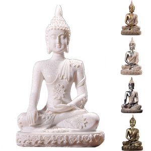 Dekorativa föremål Figurer 28 Style Miniature Buddha Statue Nature Sandstone Fengshui Thailand Sculpture Hindu Figurin Hemprydnad 15 Y23