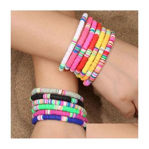 ビーズサーファーHeishi Clay Bead Bracelets Fashion Women Rainbow Stackable Beaded Streting Friendship Hand Charms Boho Bohemia DH DHY4K