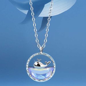 Pendant Necklaces Exquisite Zircon Dolphin Whale Wedding Necklace for Women Pendant Choker Jewelry Silver Color Chain Star Party Gifts Collar Z0417