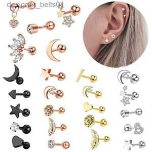 Stud 5st Star Tragus Stud Earring Set Heart Liten Stud Set Lobe Piercing Brosk Stud Helix Jewelry CZ Barbell Piercing Eargingsl231117