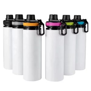 600ml 20oz DIY Sublimation Blanks White Water Bottle Mug Cups Singer Layer Aluminum Tumblers Drinking Cup With Lids 5 Colors Wholesale FY5166