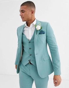 Men's Suits Mint Green Mens 3 Pieces Costume Homme Groom Wedding Tuxedos Terno Masculino Formal Prom Blazer For Man Jacket Pants Vest