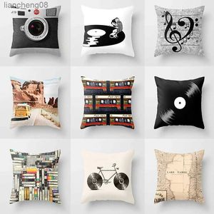 Cushion/Decorative 45x45 Speaker Piano Rock Black White case Vintage CD Music Pop Band Cushion Cover Home Sofa Chair Decor Case