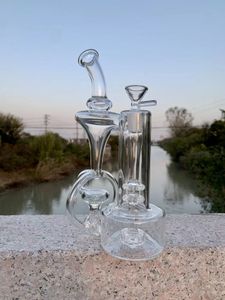 Neueste maßgeschneiderte Rückgabe-Aschenfänger-Wabenbong-Wasserpfeifen Shisha Borosilikatglas limitierte Auflage Saphirsilber Shisha-Ölbohrinsel 14 mm 18 mm Schenken Sie zwei Geschenke