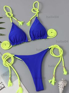 Kvinnors badkläder triangelsträng bikini 2023 kvinnor sexig brasiliansk baddräkt slips sida thong badkläder kvinnlig badbad simning sommar strandkläder t230417