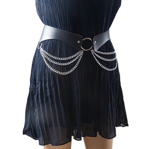 Stage Wear Dance accessories New Goth Punk PU Leather Belt With Chains Body Harness Sexy Waist Gothic Accessories Strap Festival Girls Jewelry Harajuku
