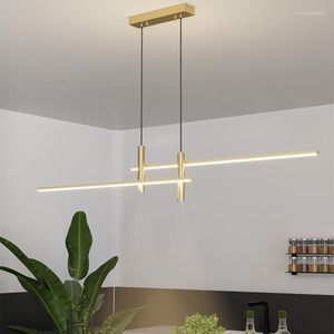 Pendant Lamps 2023 Dining Table Led Lamp Black Gold Minimalist For Kitchen Room Chandelier Home Decor Lighting Luster Fixture