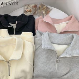 Women's Hoodies 4 Colors Sweatshirts Women Loose Basic Solid Simple Autumn Aesthetic Ulzzang Casual Daily Students Female Clothing