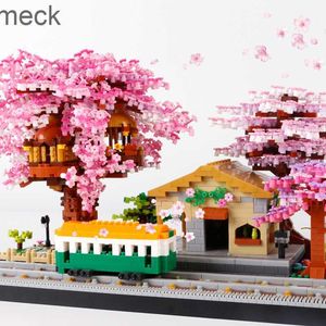 Bloco Cherry Blossom House Tree Railway Station Block Block Cheers