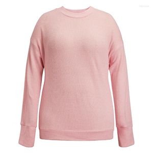 Kvinnors tröjor Kvinnor Fashion Long Sleeve Scoop Neck Sweater Plus Size Solid Color Knitwear Loose Pullover Jumper Top Tee Shirts XL-3XL