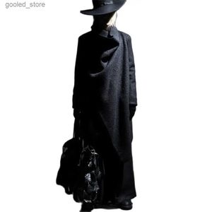 Męskie okopy płaszcze gorąca sprzedaż nieregularna moda długa wełniana płaszcz punkowy hip -hop Cloak Man Vintage Gothic Style Long Jacket Abrigo Hombre Hot Sale 5xl Q231118