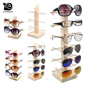 Jewelry Boxes 2 6 Layers Wood Sunglass Display Rack Shelf Glalsses Storage Eyeglasses Show Stand Holder Multi Pairs Glasses Showcases 231117