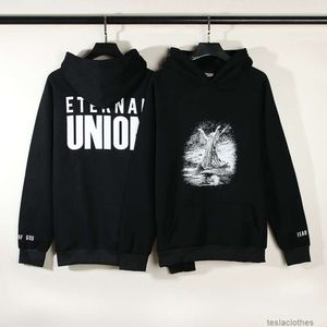 Tasarımcı Hoodie Erkek Sweatshirts Fashion Street Giyim Amerikan Yüksek Sokak Sisleri X Birlik Ebedi Mektup Baskı Eski Gevşek Kazak Hoodie