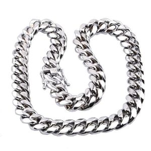 High Quality Miami Cuban Link Chain Necklace Men Hip Hop Gold Silver Necklaces Stainless Steel Jewelry252d3115