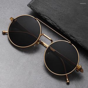 Sonnenbrille Vintage Double Beam Pure Titanium Herren Sonnenschirm Rahmen Runde CT0320OA Damenmode Kleine extra leichte Brille