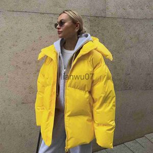 Men's Down Parkas Fashion Thicken Hooded Cotton Jacket for Women 2023 Winter Chic Long Sleeve Coat Female Warm High Street Loose Parka Outerwear J231117