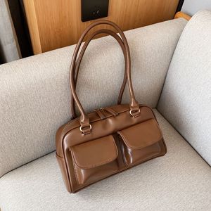 Handtasche im Vintage-Stil für Damen, Bowling-Unterarmtasche, Designer-Schultertasche, High-End-Handtaschen für Pendler, Reißverschluss-Design, Retro-Geldbörsen mit großer Kapazität