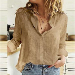 Women's Polos Women White Shirts Office Ladies Stylish Tops Single Breasted Turn-down Collar Shirt Long Sleeve Solid Color Loose Blouse