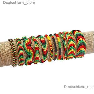 Braccialetti con ciondoli Braccialetti con ciondoli Braccialetti di amicizia Rasta misti Braccialetti di cotone e seta Reggae Giamaica Surfer Boho Q230925 Drop Deliv Dh Dhcbr