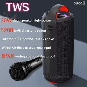 Cep Telefonu Hoparlörleri Caixa De SOM Bluetooth 20W Yüksek Power Bluetooth Hoparlör Taşınabilir K Şarkı Subwoofer Solar Ses Sistemi TWS Arabirizleme TF Q231117