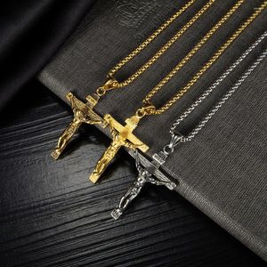 Naszyjniki wisiorek męskie stal nierdzewna Jezus Chrystus Crucifix krzyżowy naszyjnik dla ludzi