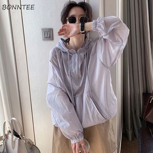 Giacche da donna Giacche da donna Summer Chic a prova di sole Donna con cappuccio Candy Colors Ulzzang Leisure Stylish Baggy Hipster Holiday Abbigliamento semplice 230417