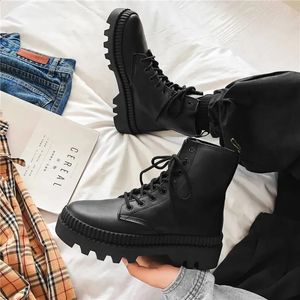Boots Autumn Winter Thick Base Cloth Mid-Top Boots Men British Trend Boots High-Top Korean Casual Shoes Motorcycle Boots for Men 231116