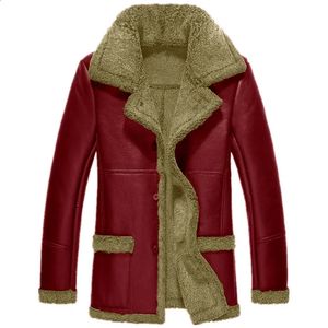 Jackor Mäns utomhusjacka Autumn Winter Faux Päls Integrerad förtjockad kappa Långärmnings mode Casual Solid Color 231116