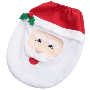 Toilet Seat Covers Christmas Cover Set Santa Claus Bathroom Foot Pad Water Tank Decor Year Floor Carpet For Holiday