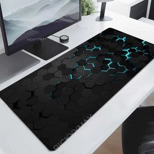 Mouse Pads Wrist Rests Geometric Mouse Pad Gamer Mousepads Big Gaming Mousepad XXL Mouse Mat Large Keyboard Mat Hexagon Desk Pad For Computer Laptop YQ231117
