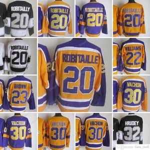 Film CCM Vintage Ice hockey''nHl'' 20 Maglie Luc Robitaille cucite 30 Rogatien Vachon 32 Jonathan Quick 23 Dustin Brown 22 Maglia WILLIAMS