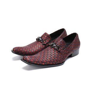 Weave Men Italian 4849B For Pointed Toe Loafers Wedding Oxford Breathable High Quality Shoes