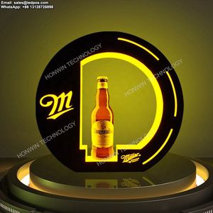 Anpassad LED -alkoholhaltig dryck Vin Spirits dryck Glorifier Display Miller Lite High Life äkta Draft Beer Bottle Presenter