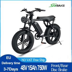 Elektrisk cykel 750W Brushless Motor Electric Bicycle 48V/15AH Retro Vuxna E Bike 20 