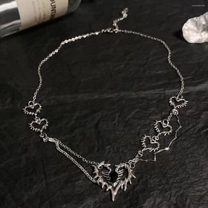 Correntes Y2K Jewelry Metal Stitch Heart Thorns Colar de pingente para mulheres Moda Vintage Harajuku Charme fofo da estética dos anos 90