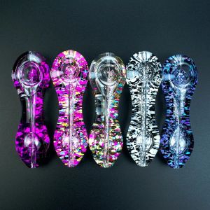 5" Glycerin Glass Smoking Hand Pipes 140g Beautiful Water Bong Tobacco Accessories Dab Rig Art Oil Burner Spoon Gift LL