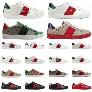 Ace Sneaker Designer Casual Shoes Low Mens Womens Shoes Tiger broderad sko Svart Vita röda gröna ränder Walking Sneakers Män