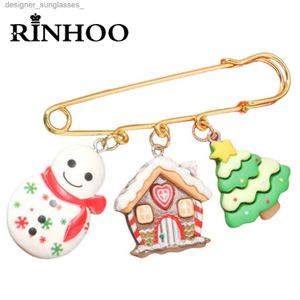 Pins Brooches Rinhoo Cartoon Acrylic Christmas Brooch For Women Xmas Tree Snowman Deer Santa Claus Big Needle Pins New Year Decoration JewelryL231117