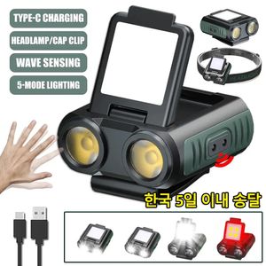 Faróis LED Sensing Farol Mini Clipe Luz de 1200mAh Bateria incorporada carregamento USB para camping e pesca luzes 231117