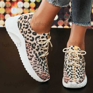 Dress Shoes Fashion Leopard Print Sneakers Women 2023 Autumn Breathable Sports Shoes Woman Casual Non-Slip Platform Walking Shoes Plus Size T231117