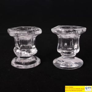 Taper Candle Holder Glass Centerpiece Clear Candlestick Holders Fit Decorative Stand Height for Table Wedding Party