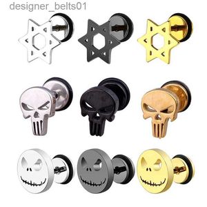 Stud High Grade Stainless Steel Stud Earrings Cross Skull Anime For Women Girls Fashion Geometric Ear Jewelry Birthday Gifts 2 piecesL231117