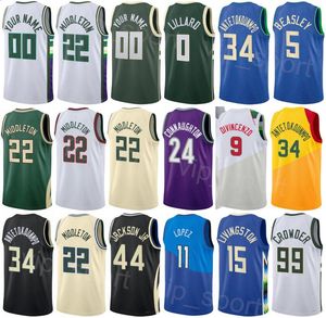 Printed Man Kids Basketball City Jae Crowder Jersey 99 Malik Beasley 5 Brook Lopez 11 Damian Lillard 0 Giannis Antetokounmpo 34 Khris Middleton 22 Statement Color