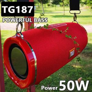 Mobiltelefonhögtalare TG187 50W High Power Bluetooth Speaker Waterproof Portable Column For PC Computer Speakers Subwoofer Boom Box Music Center Radio Q231117