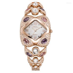 Principais relógios de pulso Top luxo Melissa Lady Women's Weln's Watch elegante shinestone CZ Horas de moda Bracelete Crystal Clock Girl Birthday Gift