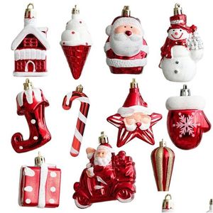 Christmas Decorations Cute Santa Claus Snowman Ice Cream Christmas Decorations Tree Hanging Pendant Xmas Gift New Year Ornaments 2Pcs/ Dhhbs