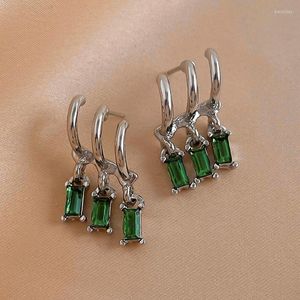 Dangle Earrings KAITIN Vintage Green Crystal For Women Layered Drop Korean Girl Graceful Light Luxury Jewelry Fashion 2023