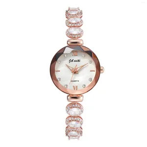 Orologi da polso The Fashion Circular Ms. Orologio al quarzo quadrante catenario a mano contratto lusso in oro rosa con trapano polso femminile impermeabile