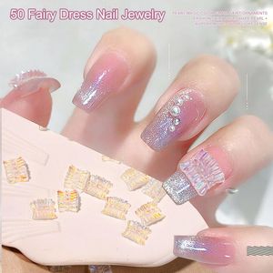 Nail Art Decorations 50pcs 3D Charms Bowknot Decor Aurora Bow Rhinestones DIY Jewelry Mixed Supplies